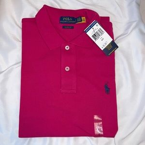 Pink Button Up Polo Tee Shirt - NEW WITH TAGS